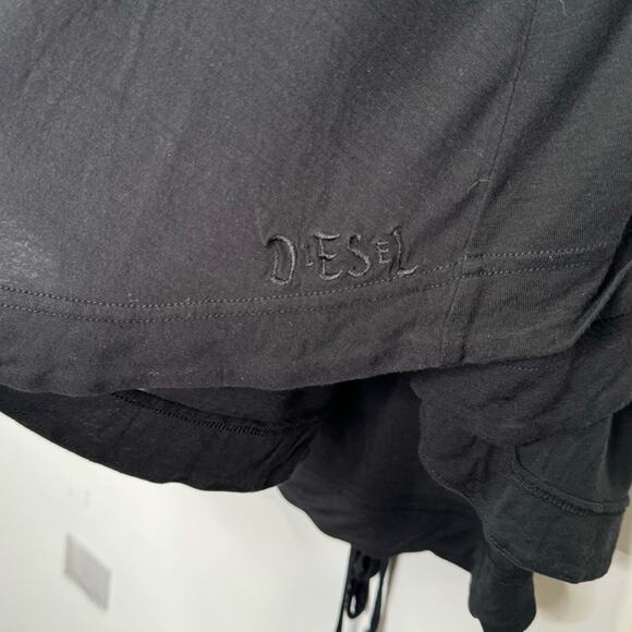 🍁 Diesel Women's Low High Fit and Flare Knee Length Skirt Asymmetrical Hem Black - Picture 9 of 15